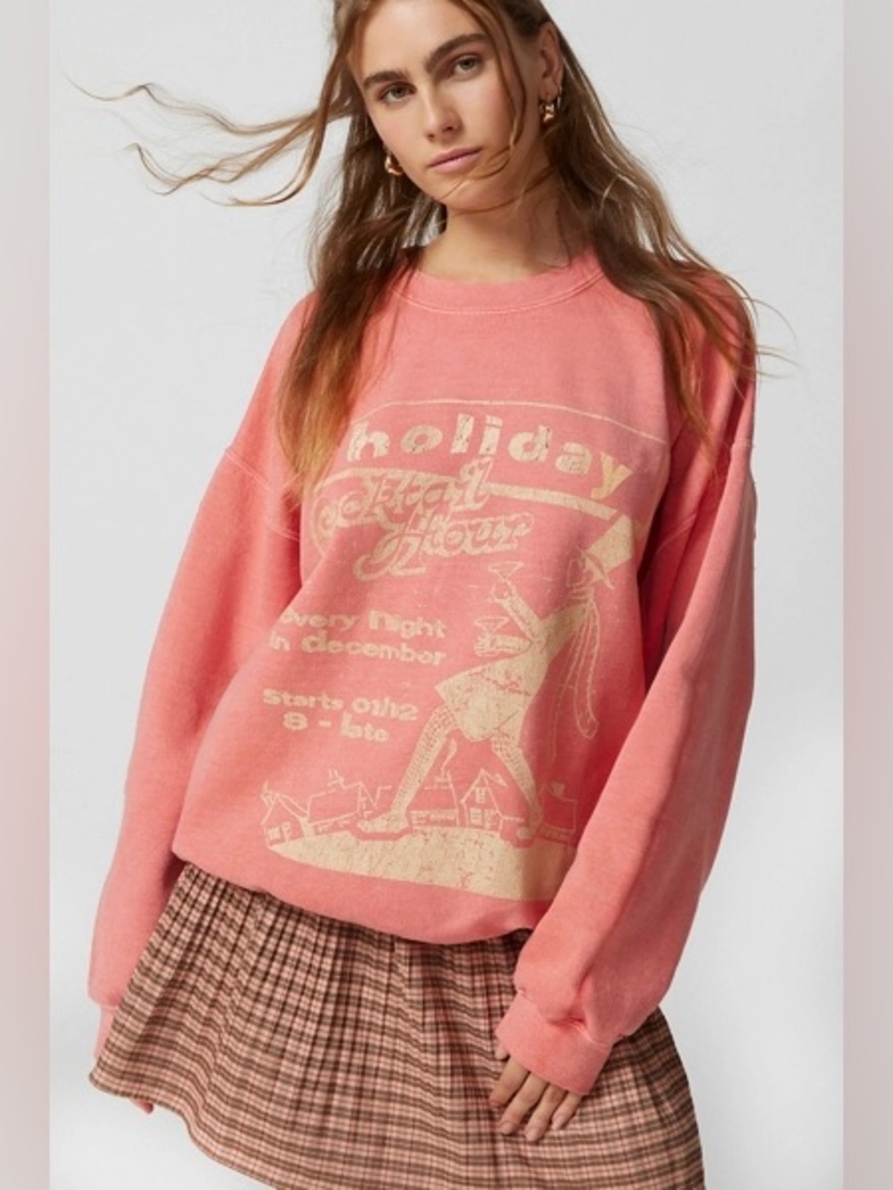 Urban Outfitters Holiday Cocktail Hour Sweatshirt Oversized L/XL